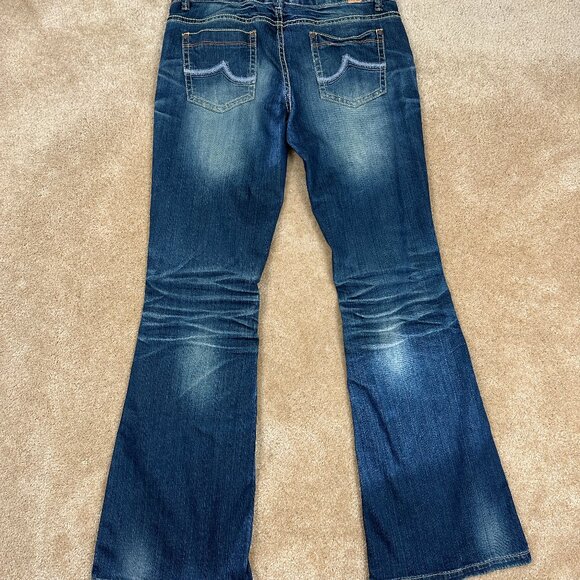 Maurices Distressed Y2K Rust Wash Flare Boot Cut Denim Jeans Women's 9 / 10 W 32 - Picture 1 of 9